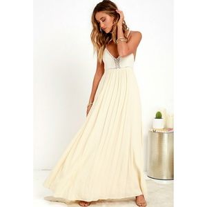 Lulus Hippie Hippie Chic Cream Maxi Dress Size Med